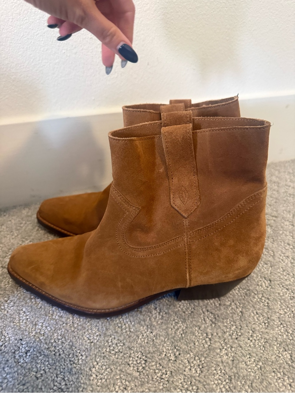 ba&sh Suede Ankle Booties in Chestnut